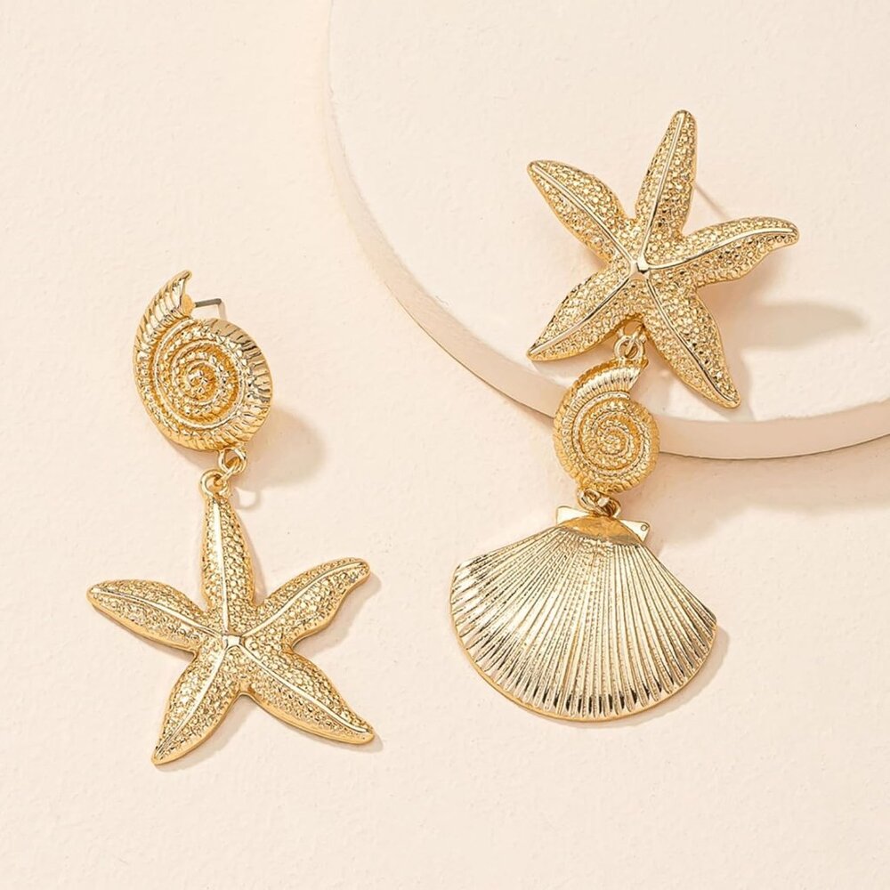 Starfish Nautical Shell Drop Earrings Lightweight… - image 7